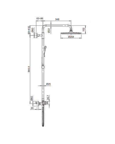 Душова система з термостатичним змішувачем Koer KB-55014-01 (Колір хром) 3 функції (KR4732)