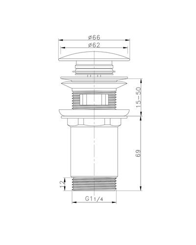 Донний клапан для раковини Koer PW-07-05 1.1/4 з переливом автоматичний Click-Clack чорний мат (KR5785)