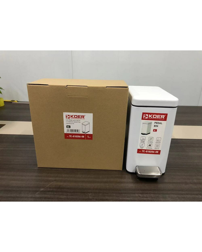 Відро для сміття з плавним закриттям прямокутне Koer TC-010206-08 6 л колір білий (KR5595)