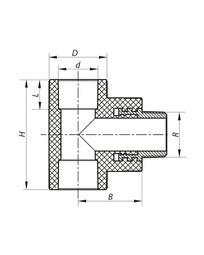 Тройник НР 25x1/2M PPR Koer K0109.PRO (KP0130)
