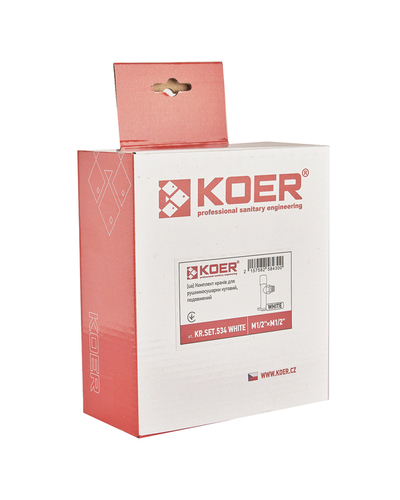 Комплект кранов для полотенцесушителя угловой Koer KR.SET.534 WHITE - M1/2xM1/2 удлиненный белый (KR5843)