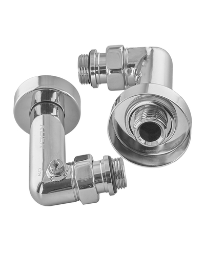 Комплект кранов для полотенцесушителя угловой Koer KR.SET.550 - M1/2xM1/2 запорный хром (KR5840)