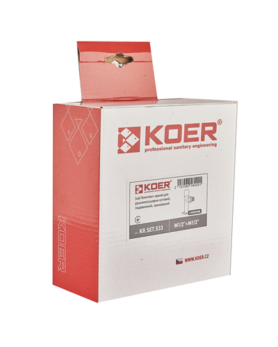 Комплект кранов для полотенцесушителя угловой Koer KR.SET.533 - M1/2xM1/2 удлиненный хром (KR5842)