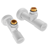 Комплект кранів для рушникосушки кутовий Koer KR.SET.534 White - M1/2xM1/2 подовжений білий (KR5843)