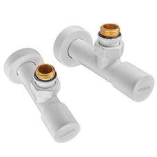 Комплект кранов для полотенцесушителя угловой Koer KR.SET.534 WHITE - M1/2xM1/2 удлиненный белый (KR5843)