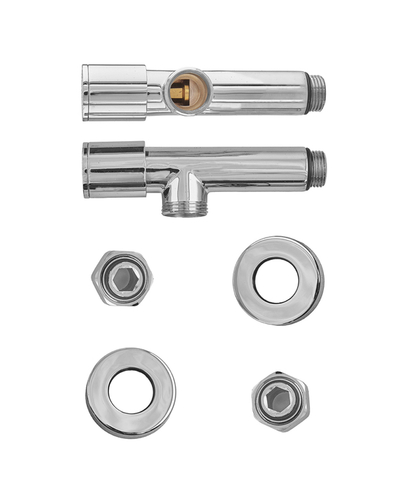 Комплект кранов для полотенцесушителя угловой Koer KR.SET.533 - M1/2xM1/2 удлиненный хром (KR5842)