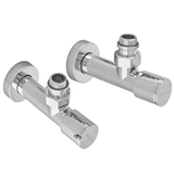 Комплект кранів для рушникосушки кутовий Koer KR.SET.533 - M1/2xM1/2 подовжений хром (KR5842)