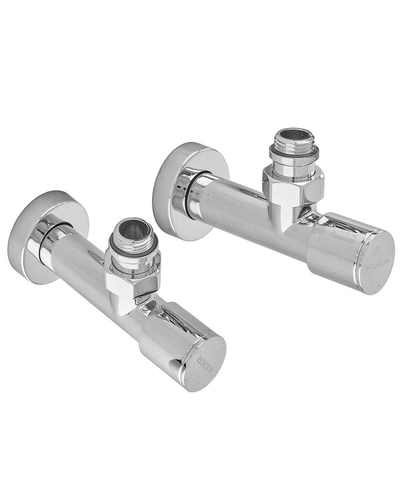 Комплект кранов для полотенцесушителя угловой Koer KR.SET.533 - M1/2xM1/2 удлиненный хром (KR5842)