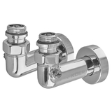 Комплект кранов для полотенцесушителя угловой Koer KR.SET.550 - M1/2xM1/2 запорный хром (KR5840)