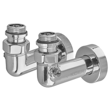 Комплект кранов для полотенцесушителя угловой Koer KR.SET.550 - M1/2xM1/2 запорный хром (KR5840)
