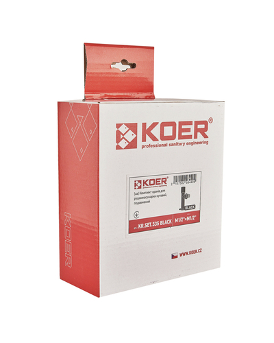 Комплект кранов для полотенцесушителя угловой Koer KR.SET.535 Black - M1/2xM1/2 удлиненный чёрный (KR5844)