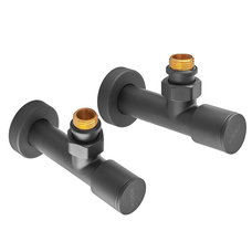 Комплект кранов для полотенцесушителя угловой Koer KR.SET.535 Black - M1/2xM1/2 удлиненный чёрный (KR5844)