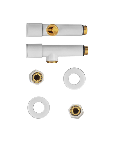 Комплект кранов для полотенцесушителя угловой Koer KR.SET.534 WHITE - M1/2xM1/2 удлиненный белый (KR5843)