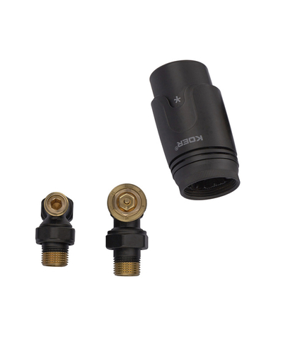 Комплект для підключення радіатора Koer SET-24.Black - 1/2 кутовий з термоголовкою чорний (KR5283)