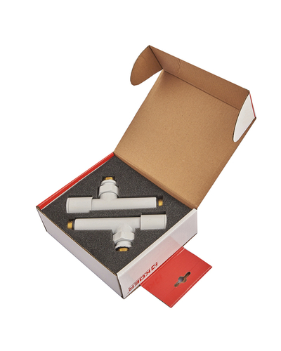 Комплект кранов для полотенцесушителя угловой Koer KR.SET.534 WHITE - M1/2xM1/2 удлиненный белый (KR5843)
