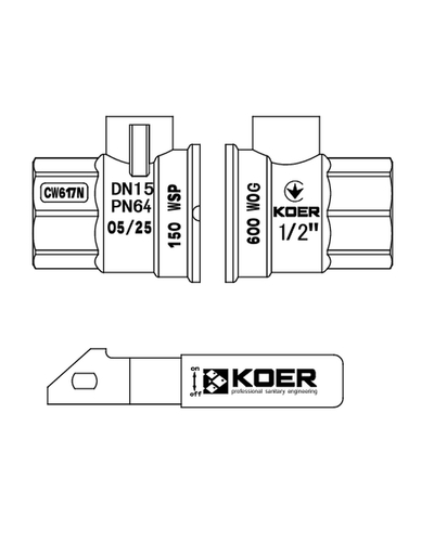 Кран шаровый ГГВ Koer Extreme KE.214-15 - 1/2" FF ручка "рычаг" красная (KR5744)