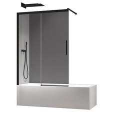 Шторки стеклянные на ванну раздвижные Koer SR BS06-120x150-TR-07 прозрачное стекло Easy Clean 6мм, графит (KR5947)