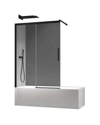 Шторки стеклянные на ванну раздвижные Koer SR BS06-120x150-TR-07 прозрачное стекло Easy Clean 6мм, графит (KR5947)