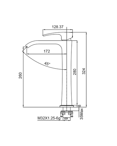 Змішувач для умивальника Koer KB-13007-01 високий (Колір хром) (KR3444)