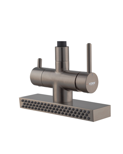 Смеситель для кухни Koer KB-74027-07 с функцией "водопад" и черным силиконовым изливом графит (KR5203)