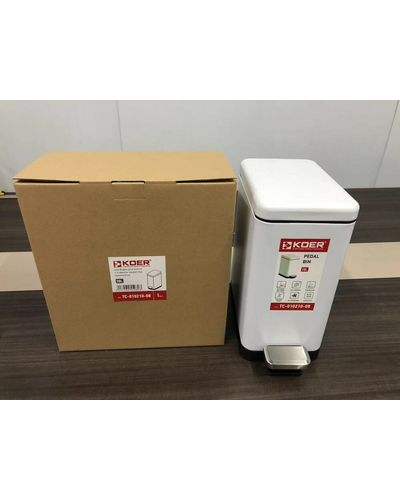 Відро для сміття з плавним закриттям прямокутне Koer TC-010210-08 10 л колір білий (KR5598)