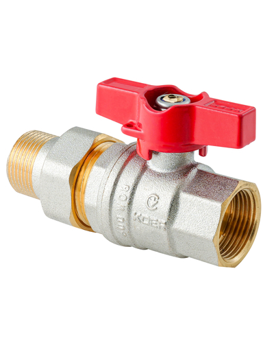 Кран с американкой Koer Extreme KE.227-25 - 1" ручка "бабочка" красная (KR5767)