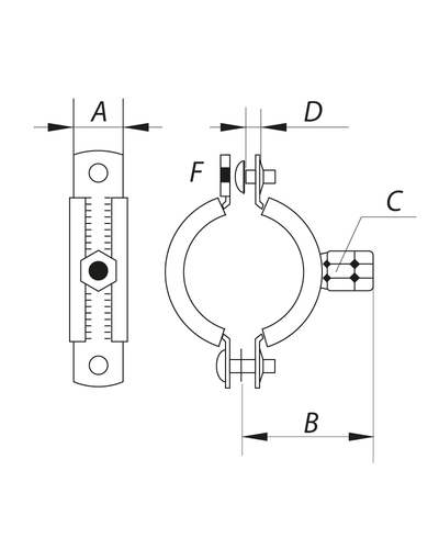 Хомут трубний оцинкований Koer KC.10.G 4 (110-118) (без анкера) сірий (KR2793)