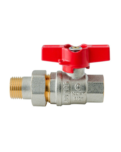 Кран с американкой Koer Extreme KE.227-15 - 1/2" ручка "бабочка" красная (KR5765)