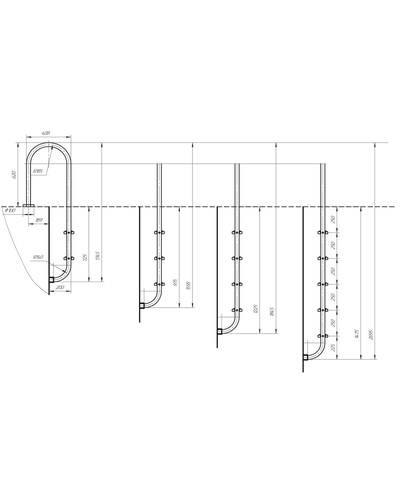 Сходи в басейн Laris Chamboard (AISI316) 6х500 71401026 Сходи в басейн Laris Chamboard (AISI316) 6х500 71401026