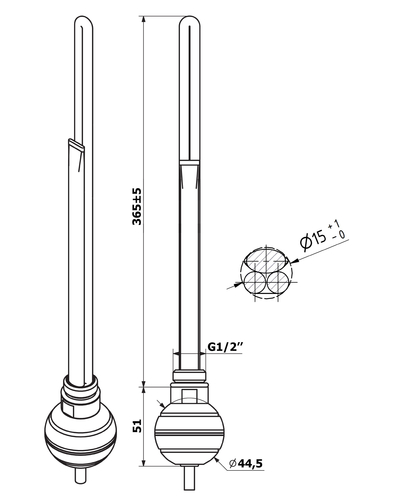 Тен Mario REG 600W для сушки для рушників 5.0.2006.0.P