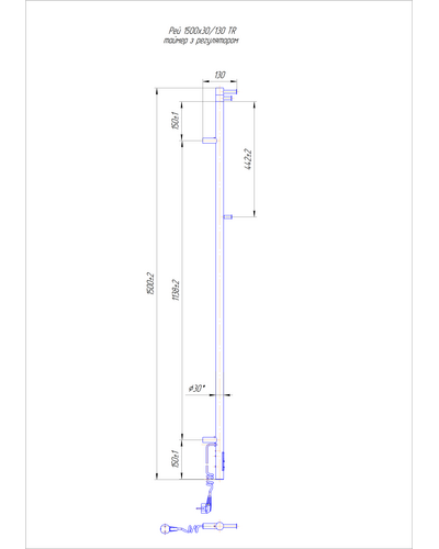 Полотенцесушитель Mario Рей 1500х30/130 TR 2.21.1103.15.Р с таймером-регулятором Полотенцесушитель Mario Рей 1500х30/130 TR 2.21.1103.15.Р с таймером-регулятором