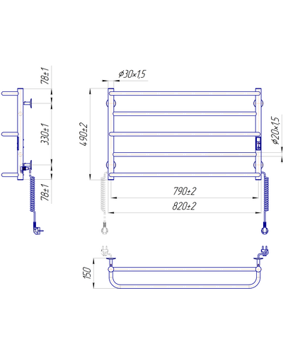 Полотенцесушитель Mario Люкс Сити-ITR 500x830 с таймером-регулятором 2.3.6302.11.P