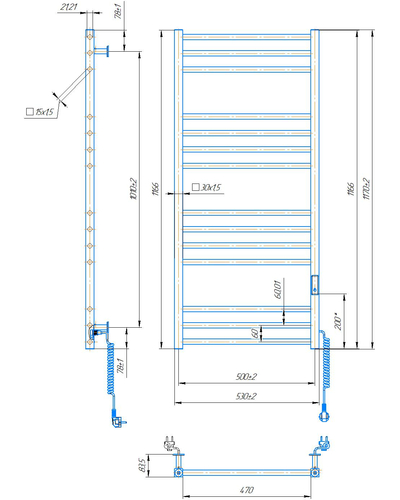 Електрична рушникосушарка Mario Кіото-I 1170х530/500 TR K 2.0 таймер-регулятор 2.2.2201.03.P Електрична рушникосушарка Mario Кіото-I 1170х530/500 TR K 2.0 таймер-регулятор 2.2.2201.03.P