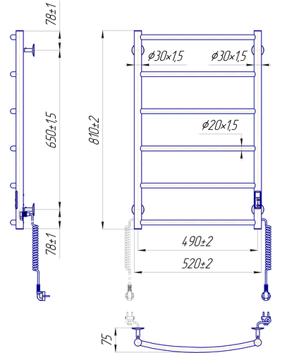 Полотенцесушитель Mario Классик HP-ITR 800x530 с таймером-регулятором 2.3.0115.10.P
