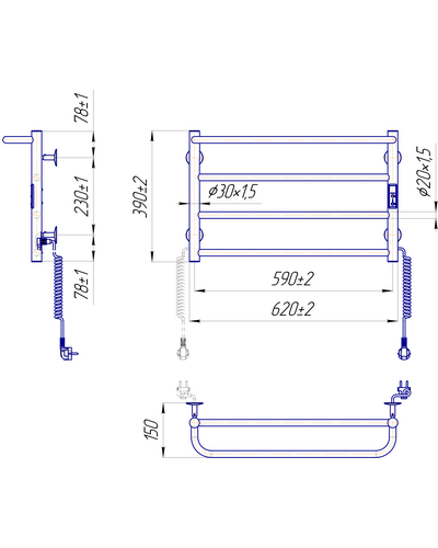 Электрический полотенцесушитель Mario Люкс Сити-I 400х630 TR K таймер-регулятор