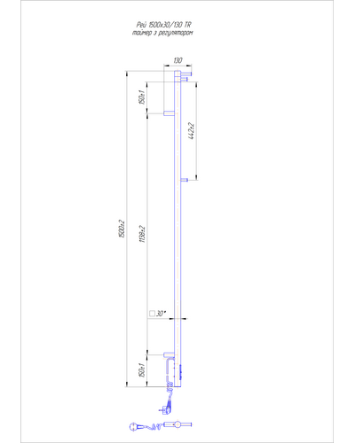 Рушникосушка Mario Рей Кубо-І 1500х30/130 TR 2.2.1203.16.Р з таймером-регулятором Рушникосушка Mario Рей Кубо-І 1500х30/130 TR 2.2.1203.16.Р з таймером-регулятором