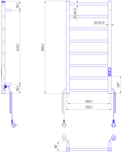 Полотенцесушитель Mario Токио-I 800х400/80 TR К