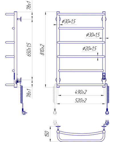 Полотенцесушитель Mario Люкс HP-ITR 800x530 с таймером-регулятором 2.3.0315.10.P