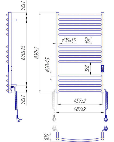 Полотенцесушитель Mario Феникс-I 830х500/100 TR К 2.2.1302.03.P с таймером-регулятором Полотенцесушитель Mario Феникс-I 830х500/100 TR К 2.2.1302.03.P с таймером-регулятором