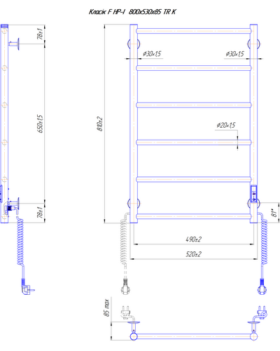 Рушникосушарка Mario Класік F НР-I 800х530/75 TR K