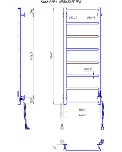 Рушникосушарка Mario Класік F НР-I 1090х430/75 TR K