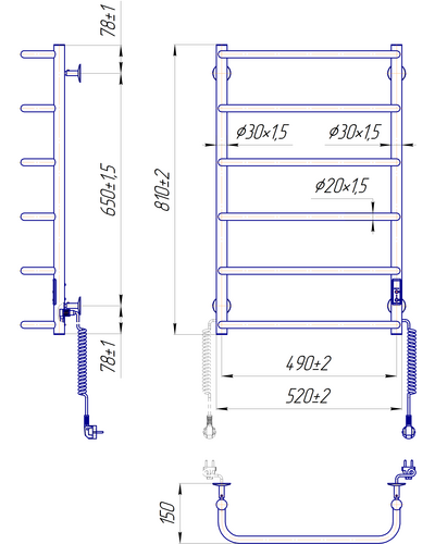Полотенцесушитель Mario Стандарт HP-ITR 800x530 с таймером-регулятором 2.3.0215.10.P