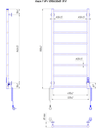 Рушникосушарка Mario Класік F НР-I 1090х530/75 TR K