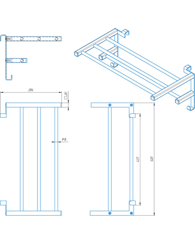 Полка Mario для полотенцесушителя Inox 520x204 3.0.1400.13.P Полка Mario для полотенцесушителя Inox 520x204 3.0.1400.13.P