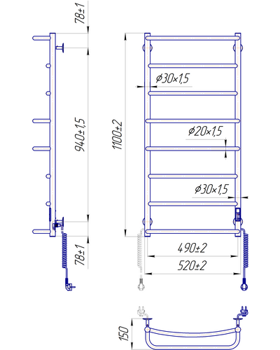 Рушникосушка Mario Люкс HP-ITR 1090x530 з таймером-регулятором 2.3.0317.10.P Рушникосушка Mario Люкс HP-ITR 1090x530 з таймером-регулятором 2.3.0317.10.P