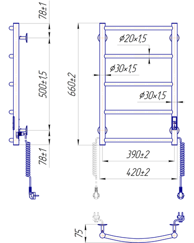 Рушникосушка Mario Класик HP-ITR 650x430 з таймером-регулятором 2.3.0113.10.P