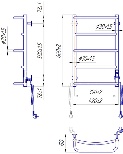 Полотенцесушитель Mario Люкс HP-ITR 650x430 с таймером-регулятором 2.3.0313.10.P