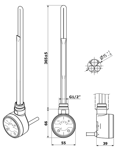 Тэн Mario MOA 600W для полотенцесушителя 5.0.0606.0.P