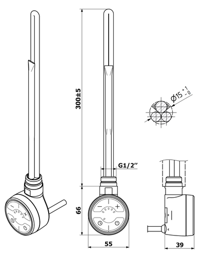 Тэн Mario MOA 300W для полотенцесушителя 5.0.0303.0.P