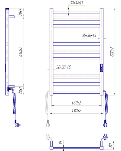 Полотенцесушитель Mario Чикаго-І 800х500/80 TR K